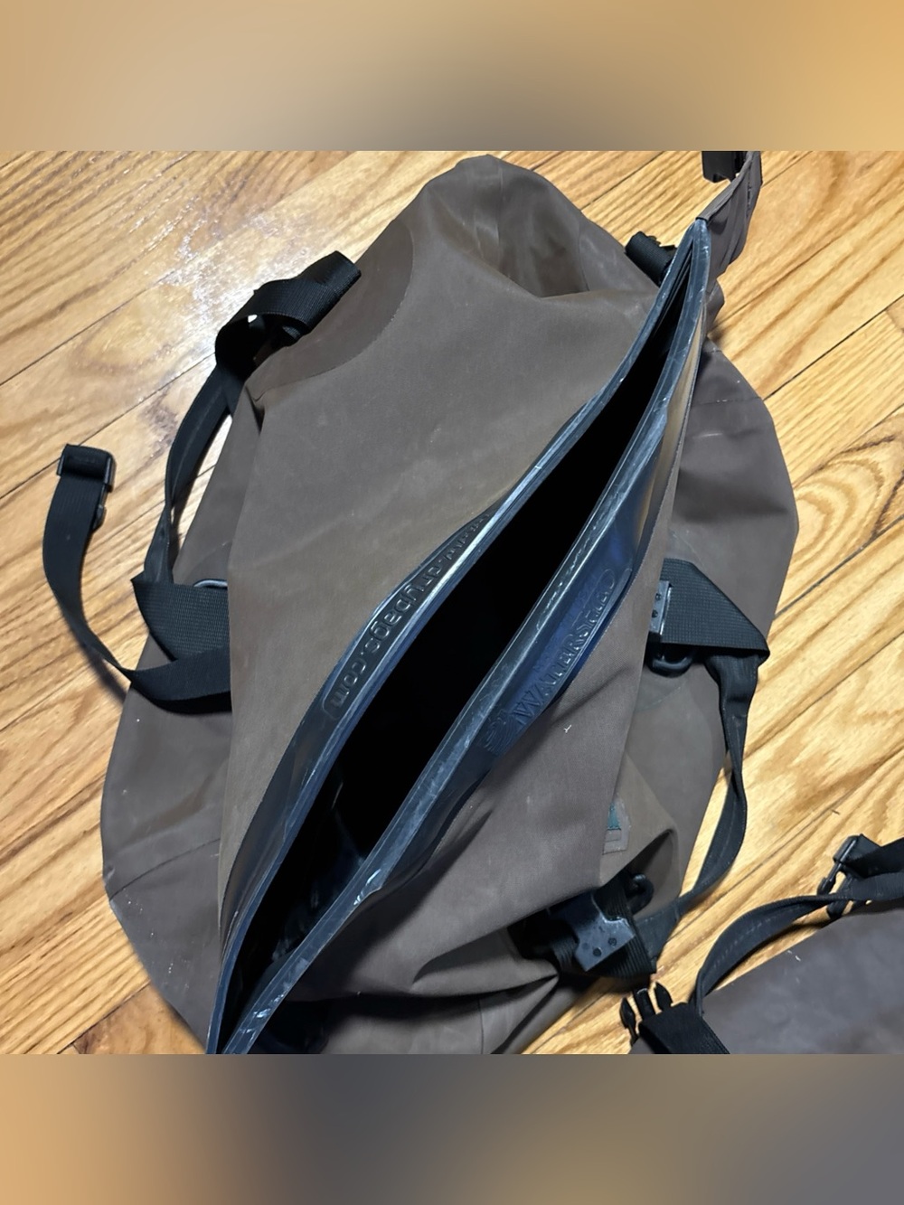 LOT OF 2 ORVIS waterproof roll-top duffel bags 31” XXL & 19” M - brown - Picture 4 of 9